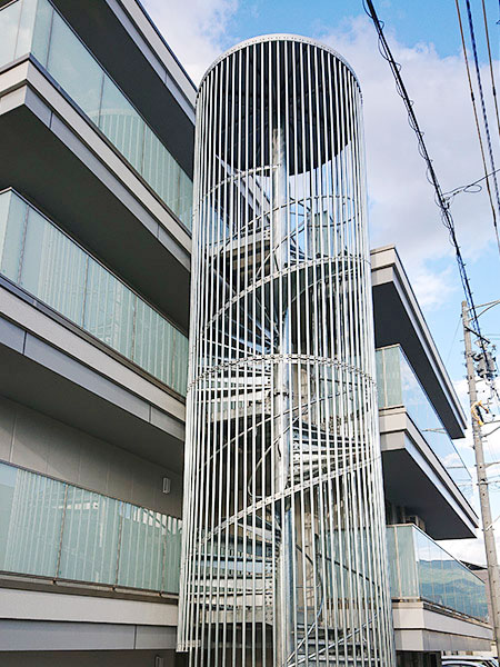 Arl型 屋外らせん階段 外周 ルーバー スチール製 財団法人日本消防設備安全センター認定製品 山陽建工株式会社